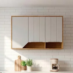 Armário Aéreo 3 Portas 120cm Celeste Cinamomo/Offwhite