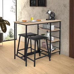 Conjunto Bancada Gourmet 2 Banquetas Stilo Preto/Carvalho Montreal Preto/carvalho Montreal