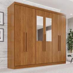 Guarda-Roupa Casal com Espelho 6 Portas 2 Gavetas França Cinamomo Cinamomo
