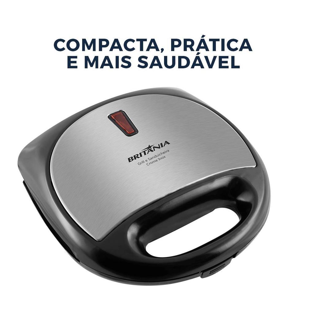 Grill e Sanduicheira Britânia Crome Inox 750W · foto 2