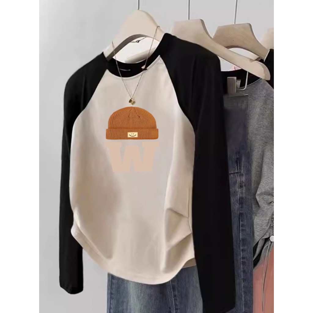 Meninas roupas contraste cor manga comprida camiseta primavera outono estilo grandes crianças puro algodão camisa de fun