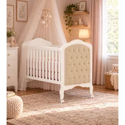 Berço Mini Cama com Capitonê Alegria Espresso Móveis Branco