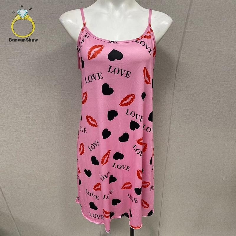 [BANY] Nova Camisola Feminina Casual E Divertida Para Casa , Pijama Com Suspensório Estampado , Bom