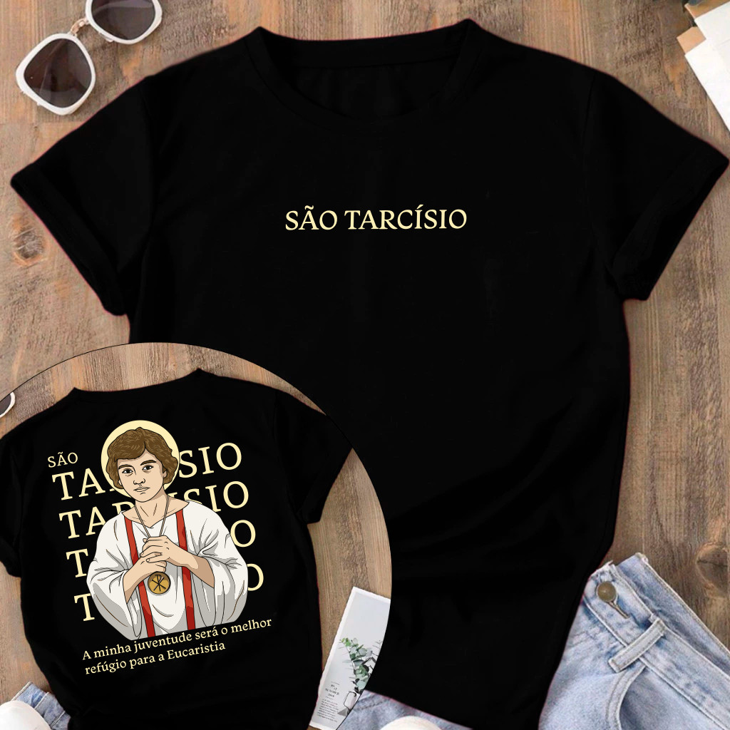 [Camiseta Premium em Algodão Puro]CC Camiseta Tradicional São Tarcisio coroinha Religiosa 100% Algodão Unissex em Oferta na Shopee