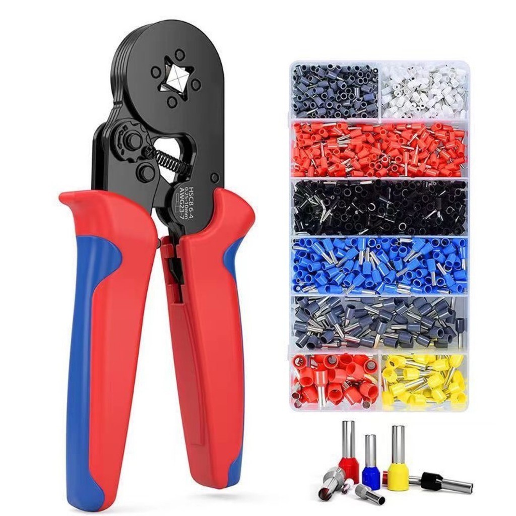 Kit Alicate de Crimpar Terminais Tubulares 0.25 a 10mm + 1200 Peças Ilhós Eletricista Profissional em Oferta na Shopee