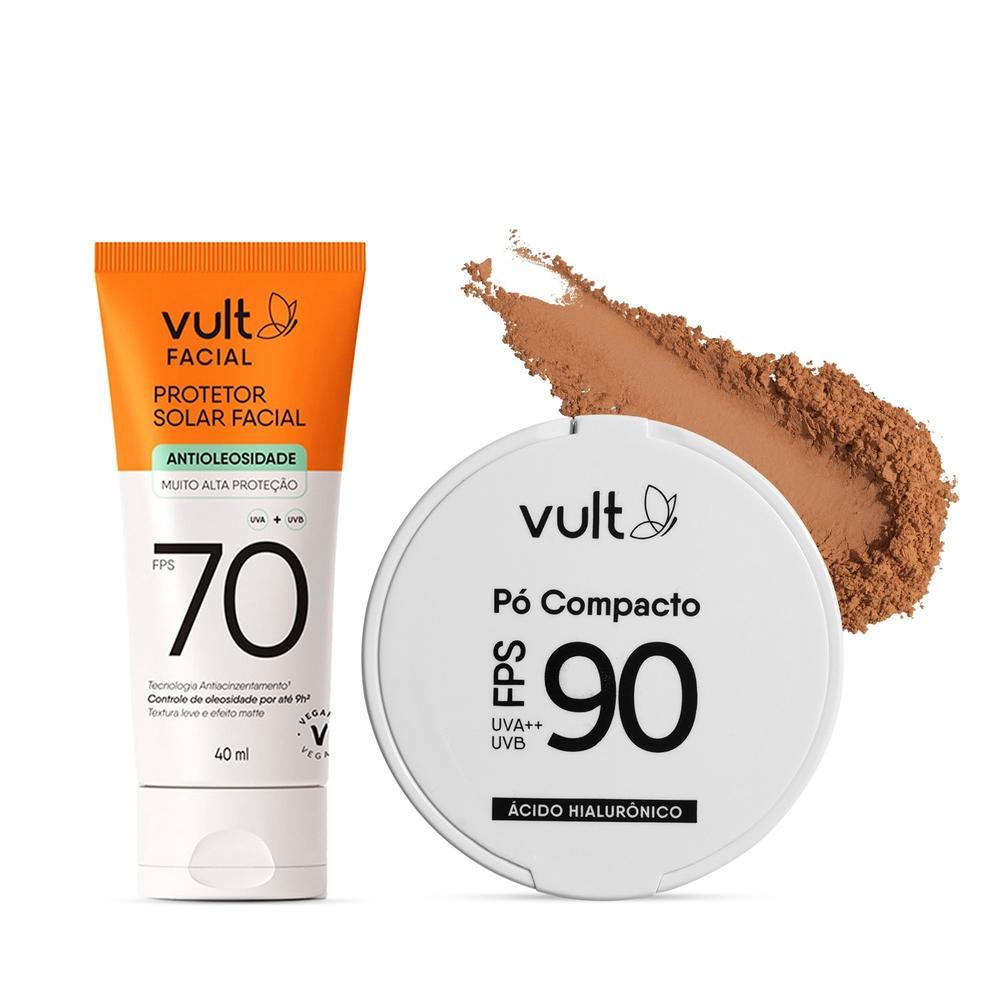 Combo Vult Care: Pó Compacto Cor 5 6g + Protetor Solar Facial FPS 70 40ml em Oferta na Shopee