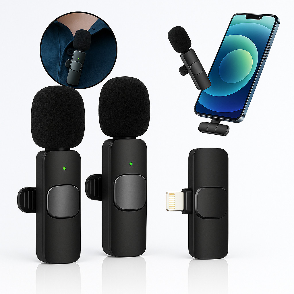 Microfone De Lapela Duplo Compatível iPhone Longo Alcance Entrada Lighting Sem Fio Profissional em Oferta na Shopee