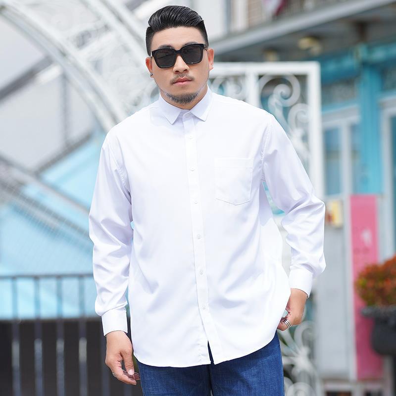 Camisa de tamanho grande masculina na moda bonito camisa branca pura mais gordura mais grande camisa masculina camisa de