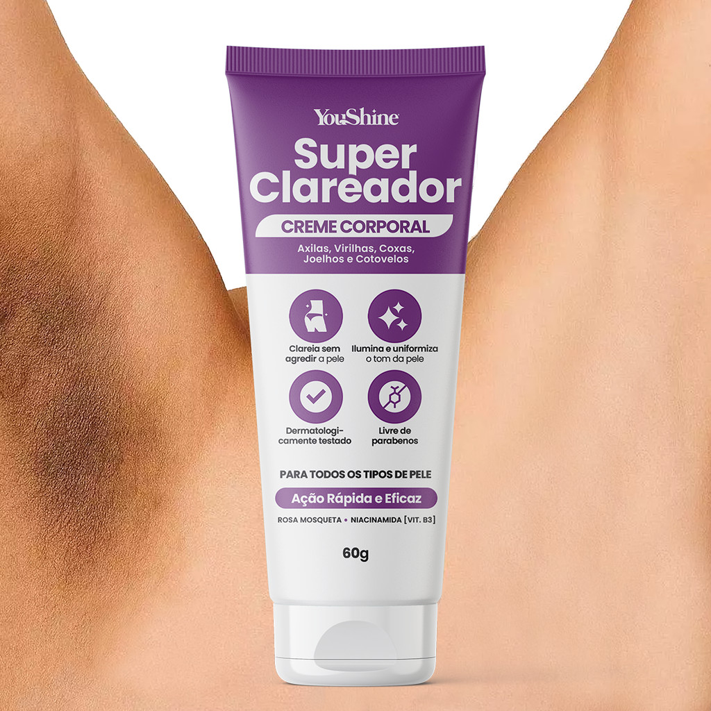 Creme Super Clareador De Virilha e Axila Manchas Escuras YouShine 60g Niacinamida e Rosa Mosqueta em Oferta na Shopee
