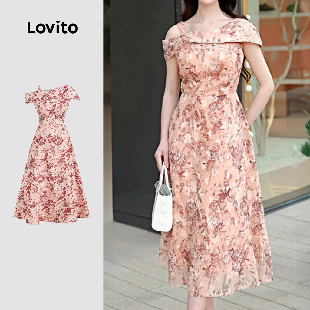 Lovito  Vestido Elegante Assimétrico Confortável e Estiloso Textura Vestido Primavera/verão para Mulheres L172ED1662