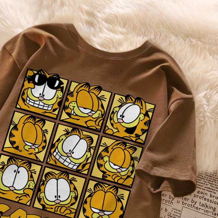 Camiseta Feminina 100% Algodão Oversized Masculina E Feminina(Unissex)100% Algodão Folgada Estampa Garfield Desenho