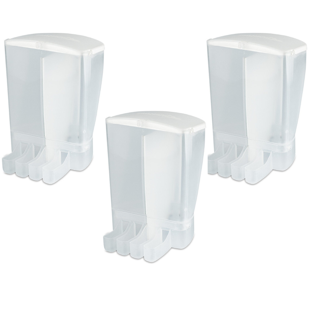 3UN - Comedouro Automático Para Pássaros Dispenser De Sementes 4 Bicos Com Divisória 200ml
