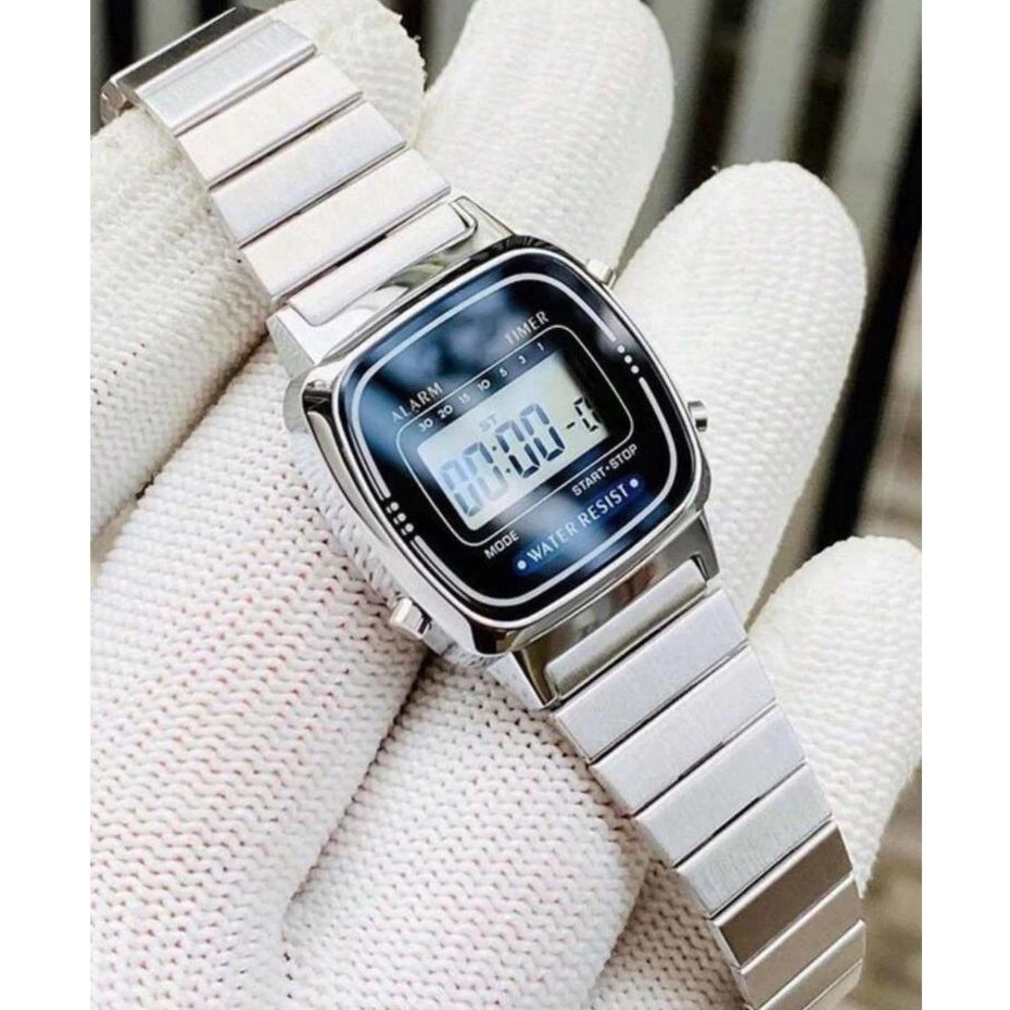 Relógio Feminino Oval Mini Delicado Dourado Prata Vintage Delicado Led Digital