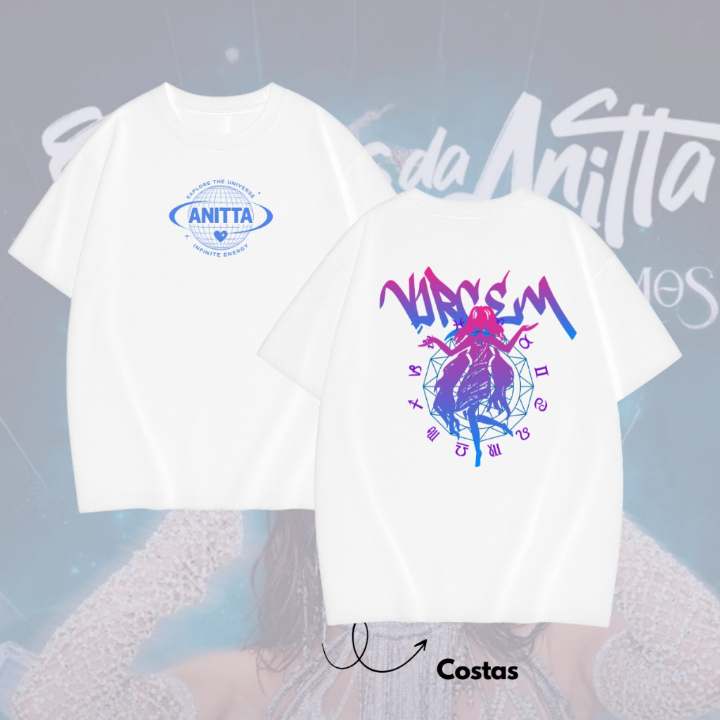 Tshirt Signo de Virgem Blusa Street 100% Algodão Ensaios de Carnaval Anitta 2026 Tema Universo Cosmos