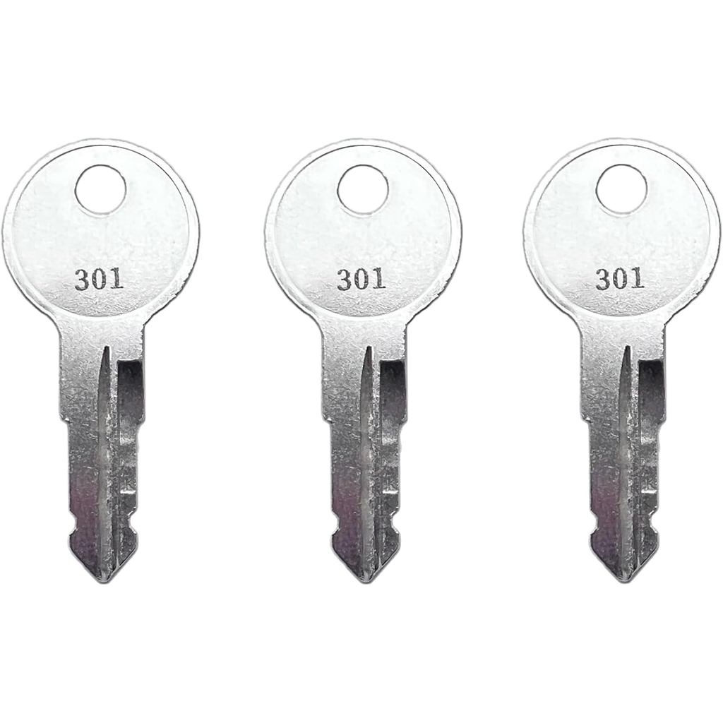 (3) Chaves KeyPower 301-370 para Fechaduras de Porta de Trailer Camper Bauer RV, Códigos de Chave Pré-Cortados RV301 - R