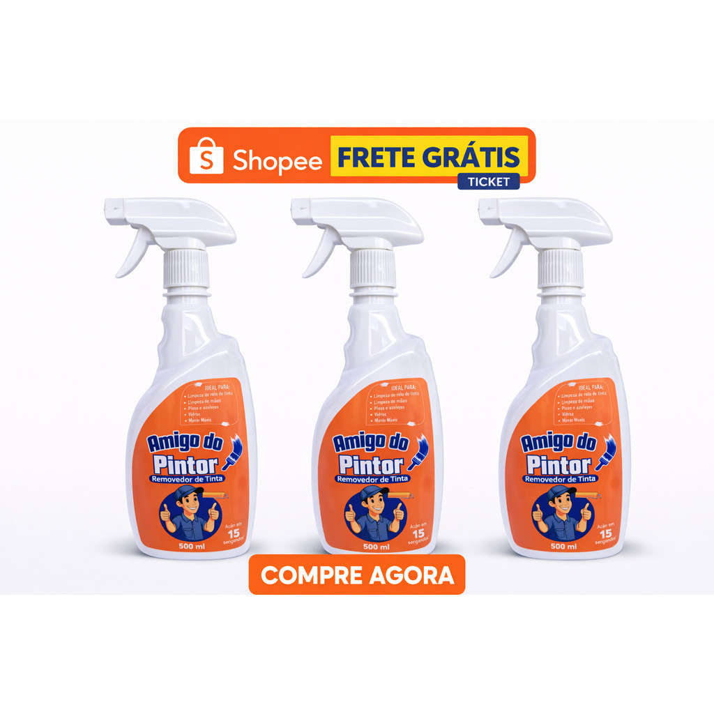 Removedor de Tinta Acrílica Piso Porcelanato Móveis Vidros Tira Tinta 500ML - Amigo do Pintor