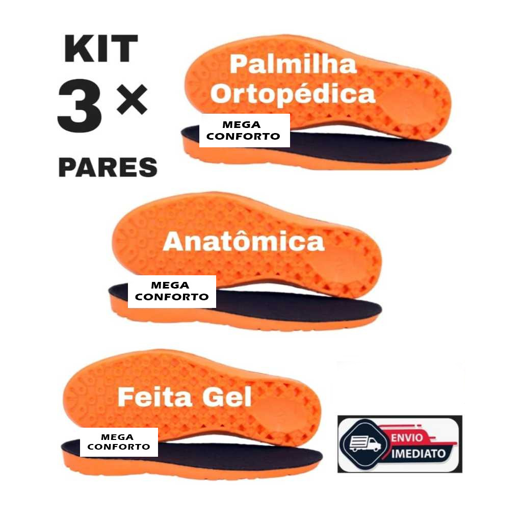 Palmilha Ortopédica anatômica Kit palmilha Tênis Bota Coturno Sapatos