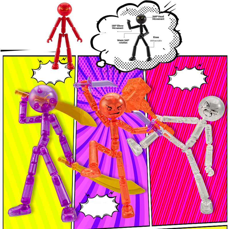 Crazy Matchstick Man Robot 13 Stickman Action Figure Joint Móvel DIY Montagem Modelo Brinquedo
