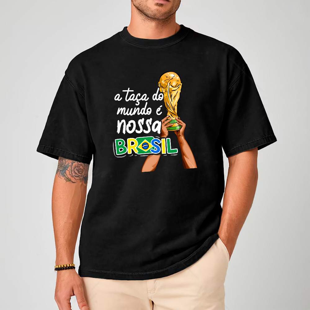 01 Camiseta Básica Taça Copa Do Mundo Brasil 2026 Unissex