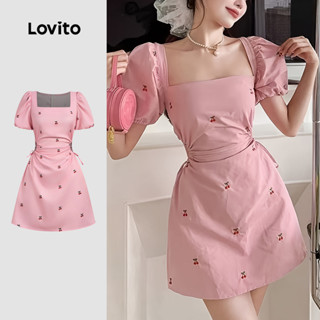 Lovito Vestido Casual Rosa Festa Casamento Primavera/verão Com Recorte Lateral Drapeado E Cordão Para Mulheres L171ED529 em Oferta na Shopee