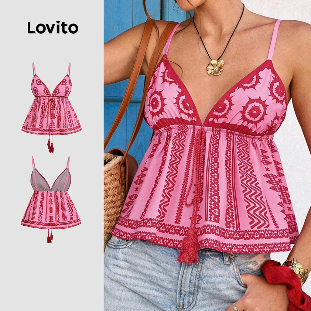 Lovito Boho Top Tassel Backless Primavera/verão Top para mulheres LBL32267 em Oferta na Shopee