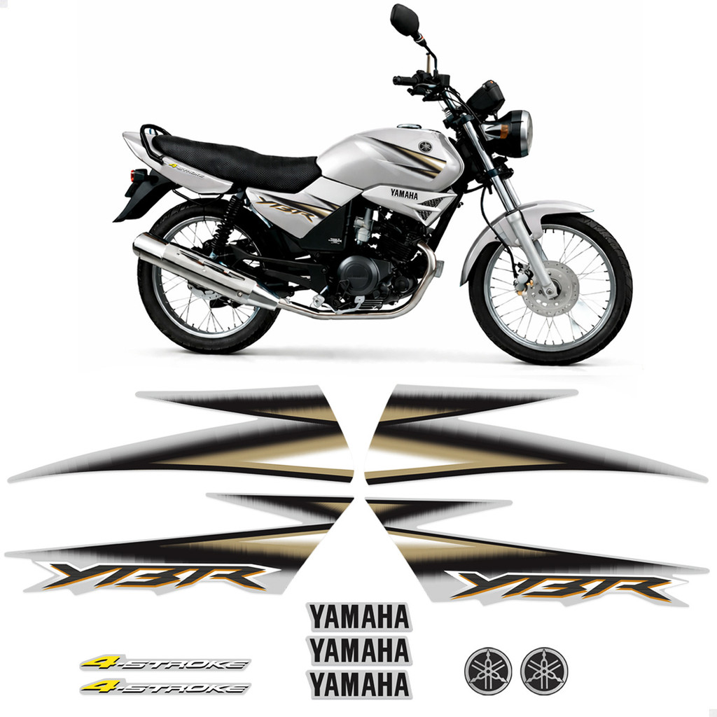 Kit Adesivos Para Yamaha Ybr 125 2005 Moto Prata + Emblemas em Oferta na Shopee