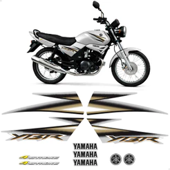 Kit Adesivos Para Yamaha Ybr 125 2005 Moto Prata + Emblemas