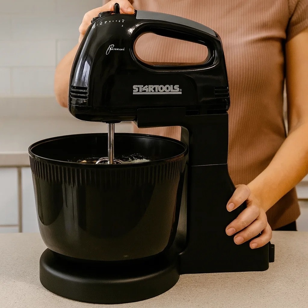 Batedeira Elétrica 220V 127V com Balde 2 Litros Cor Preta Mistura Massa Bolo Recheio Creme Receitas