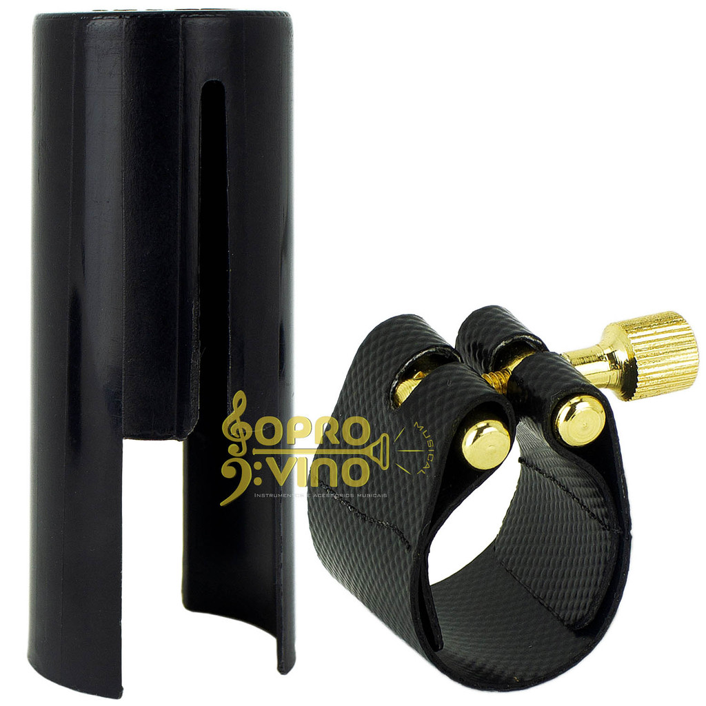 Abraçadeira Sax Tenor Boquilha Metal Couro Sintético sem Ressonador Tampa Freesax BTME