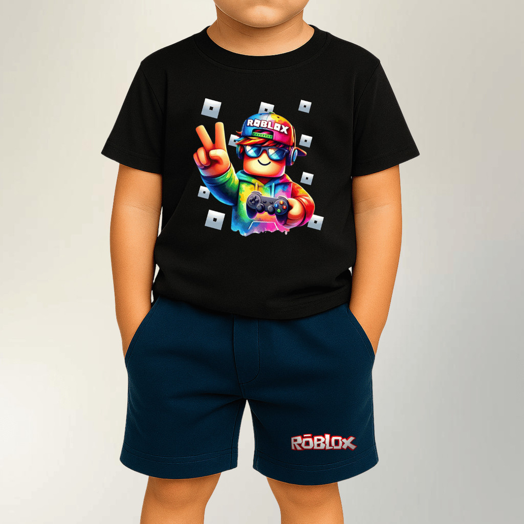 Conjunto Bermuda E Camiseta Estampa Roblox De Menino Infantil em Oferta na Shopee