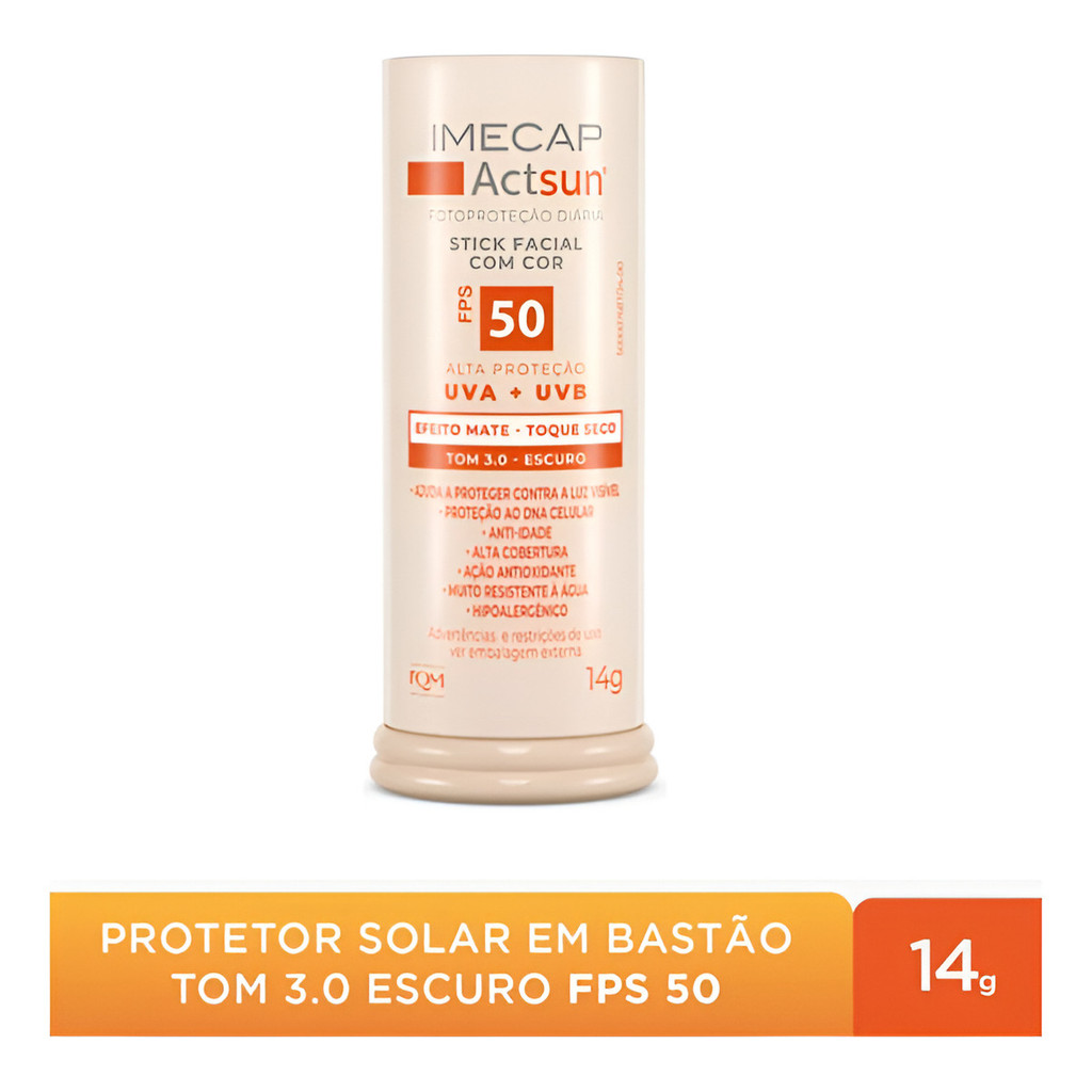 Imecap Actsun Fps50 14g Protetor Solar Facial Bastão Esc 3.0