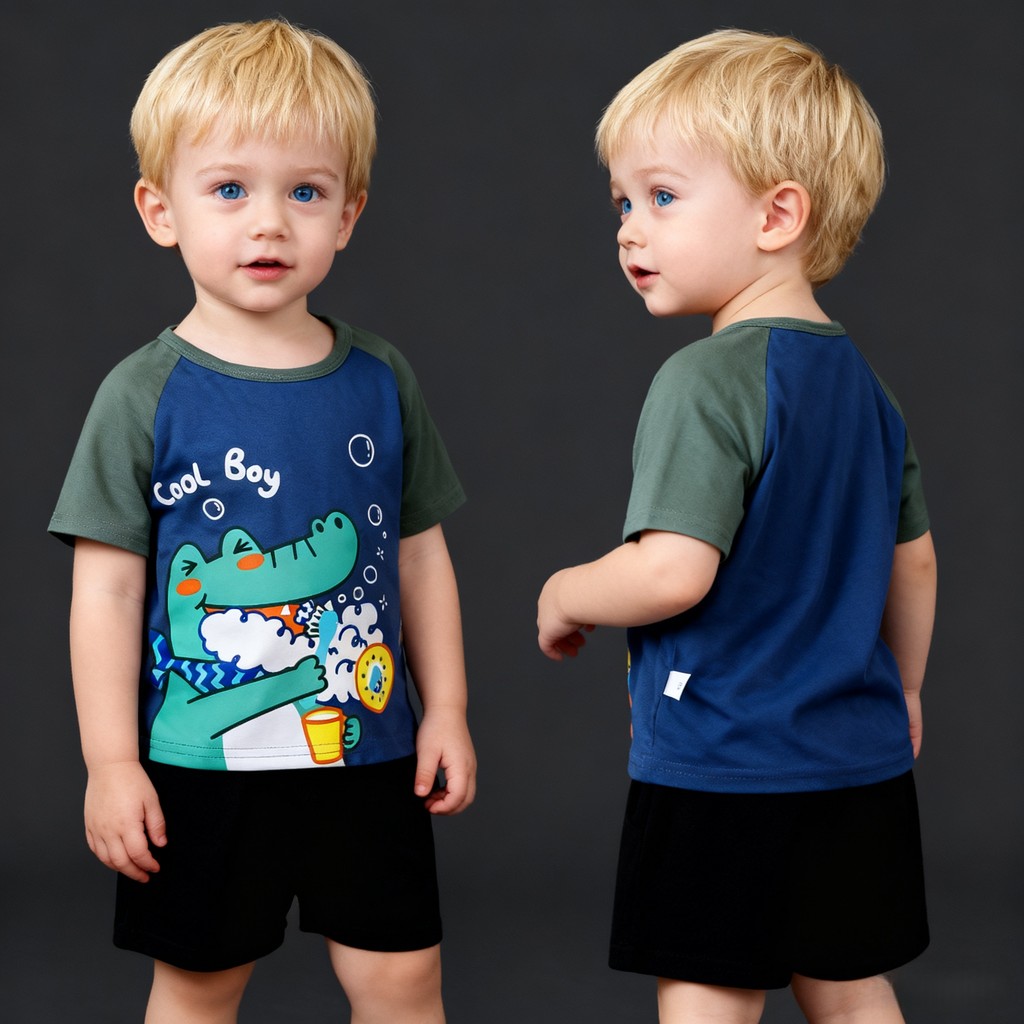 0-4 Anos De Idade Crianças Meninos Dos Desenhos Animados Dinossauro Camiseta Verão Algodão Manga Curta Topos Roupas
