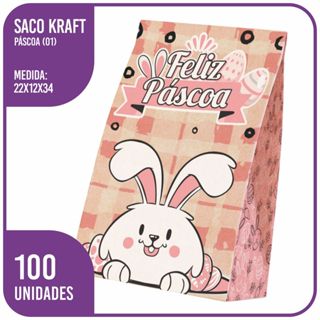Saco Kraft Feliz Páscoa (01) M 22x12x34 - (100 Unidades) em Oferta na Shopee