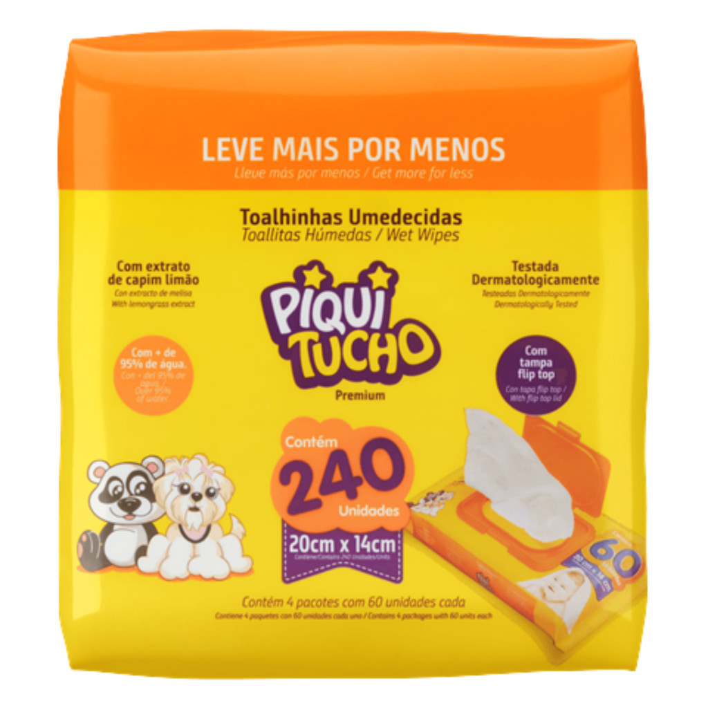 Lenço Umedecido Infantil Macio Limpeza Completa