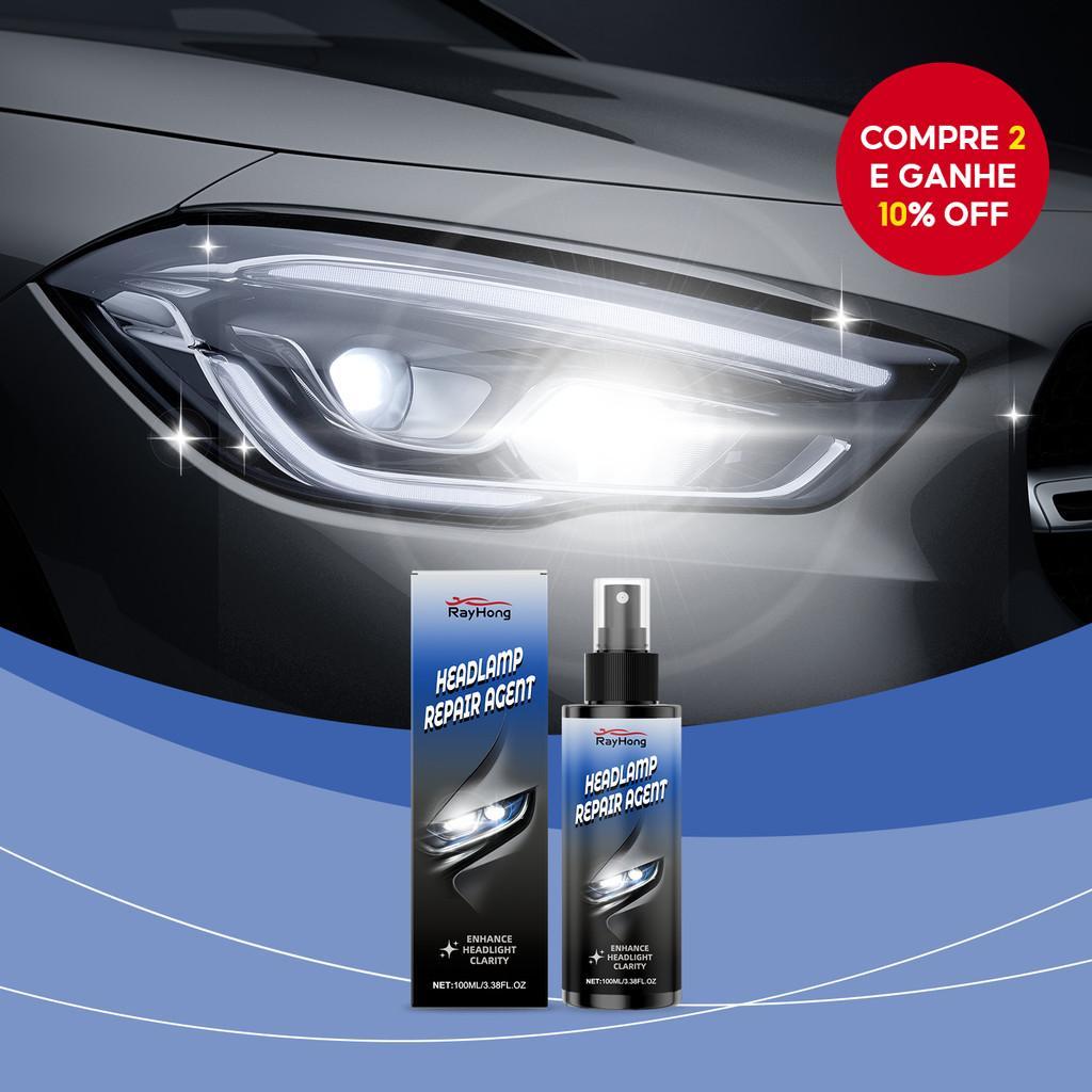  Spray de Restauração de Faróis de Carro Profissional 100ml, Solução Fácil DIY para Faróis Amarelados e Embaçados,
