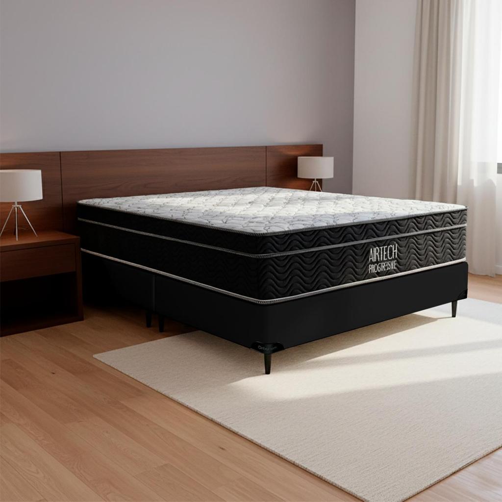 Cama Box e colchão Airtech Progressive – Queen Size(158x198) - Ortobom em Oferta na Shopee