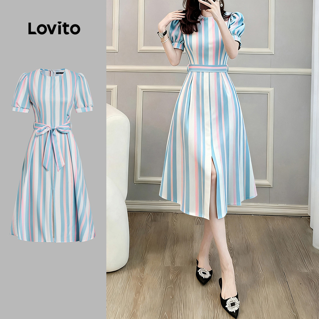 Lovito Vestido Elegante Primavera/verão para Mulheres LK2ED1037 em Oferta na Shopee
