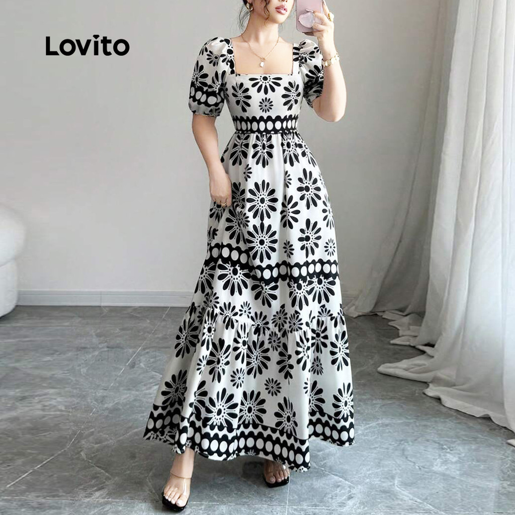 Lovito Vestido Boho com Zíper Primavera/verão Vestido para Mulheres L170LD010 em Oferta na Shopee