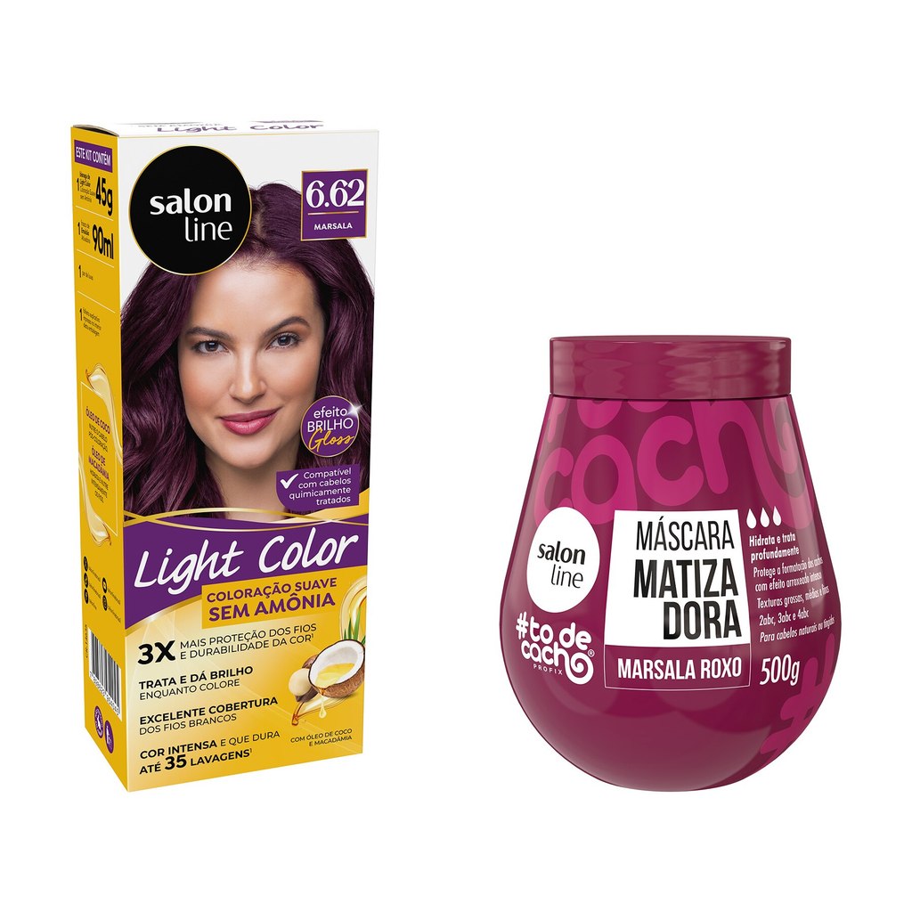Kit Marsala Light Color 6.62 + Máscara Matizadora #todecacho 500g