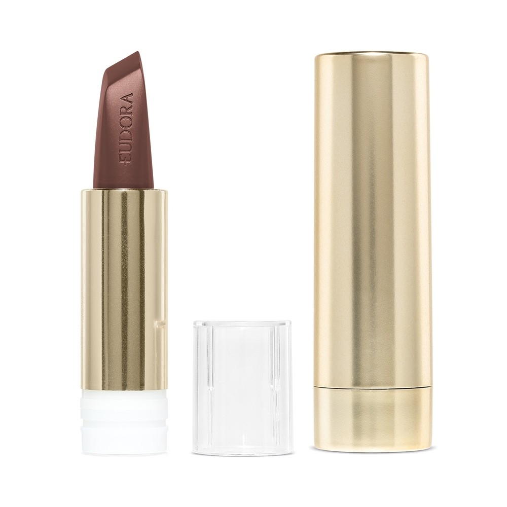 Kit Sofisticada e Determinada: Batom Marrom 3,4g + Case Dourado