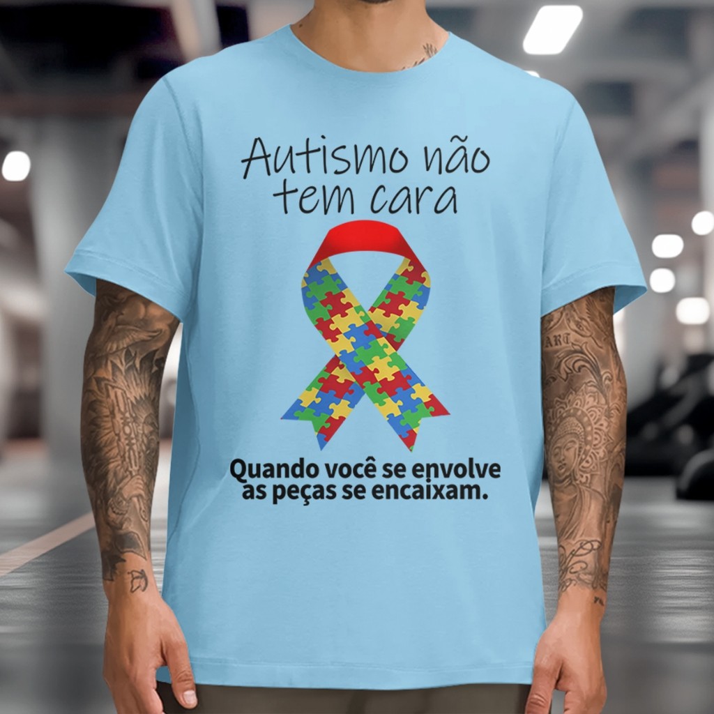 Camiseta Autismo Não Tem Cara Camisa TEA Casual Gola Redonda Moda Inclusiva Algodão em Oferta na Shopee