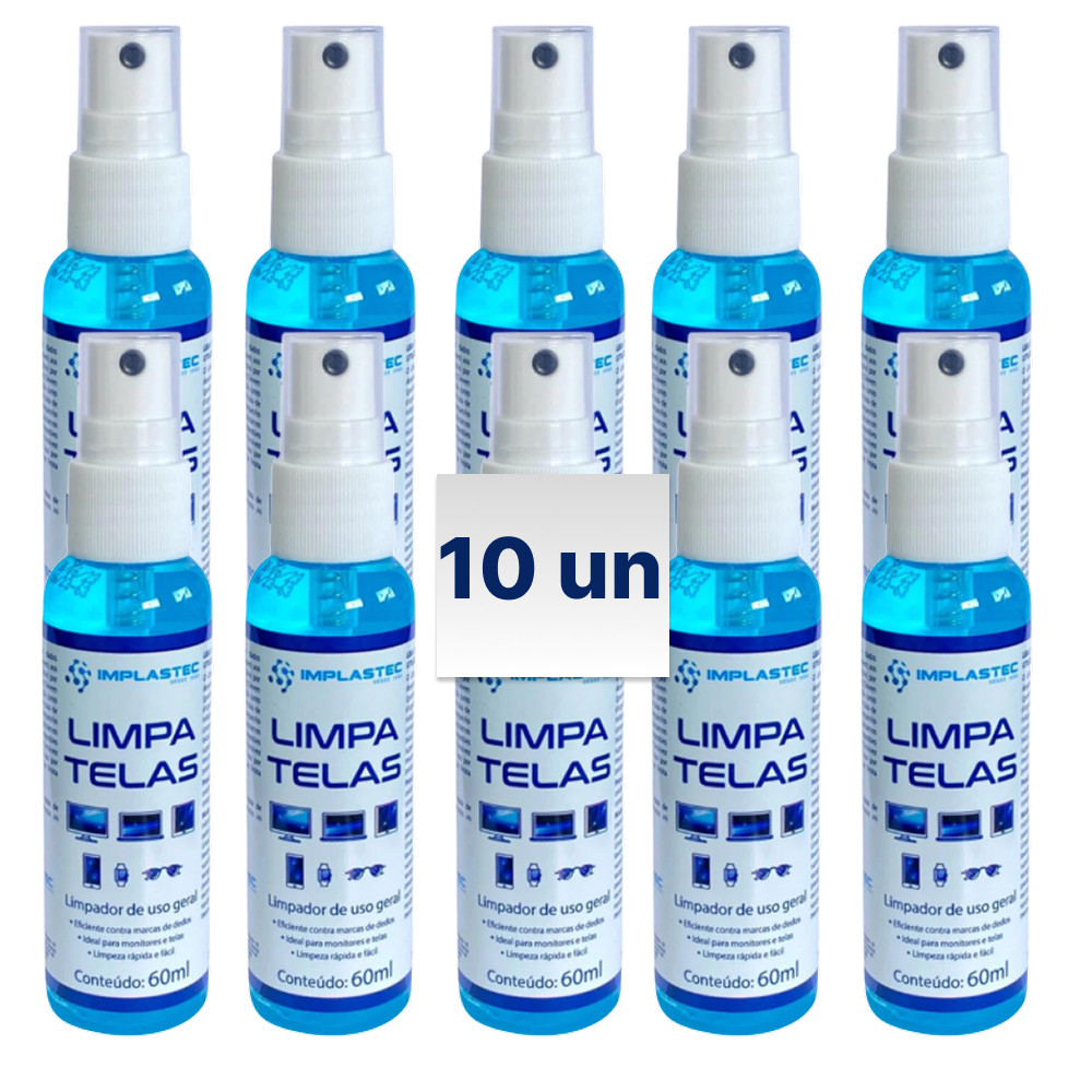 10 Limpadores  Tela Profissional Anti Marcas Implastec 60ml