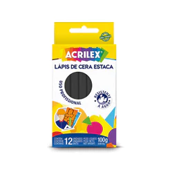 Giz de cera estaca preto 12 unidades 520 Acrilex