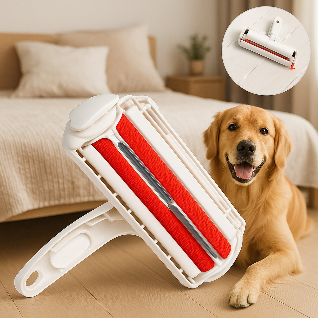 Rolo Removedor De Pelos Limpa e Tira Pelos Pet Cães & Gatos Sofá Roupa Carro 2 Movimentos Gruda