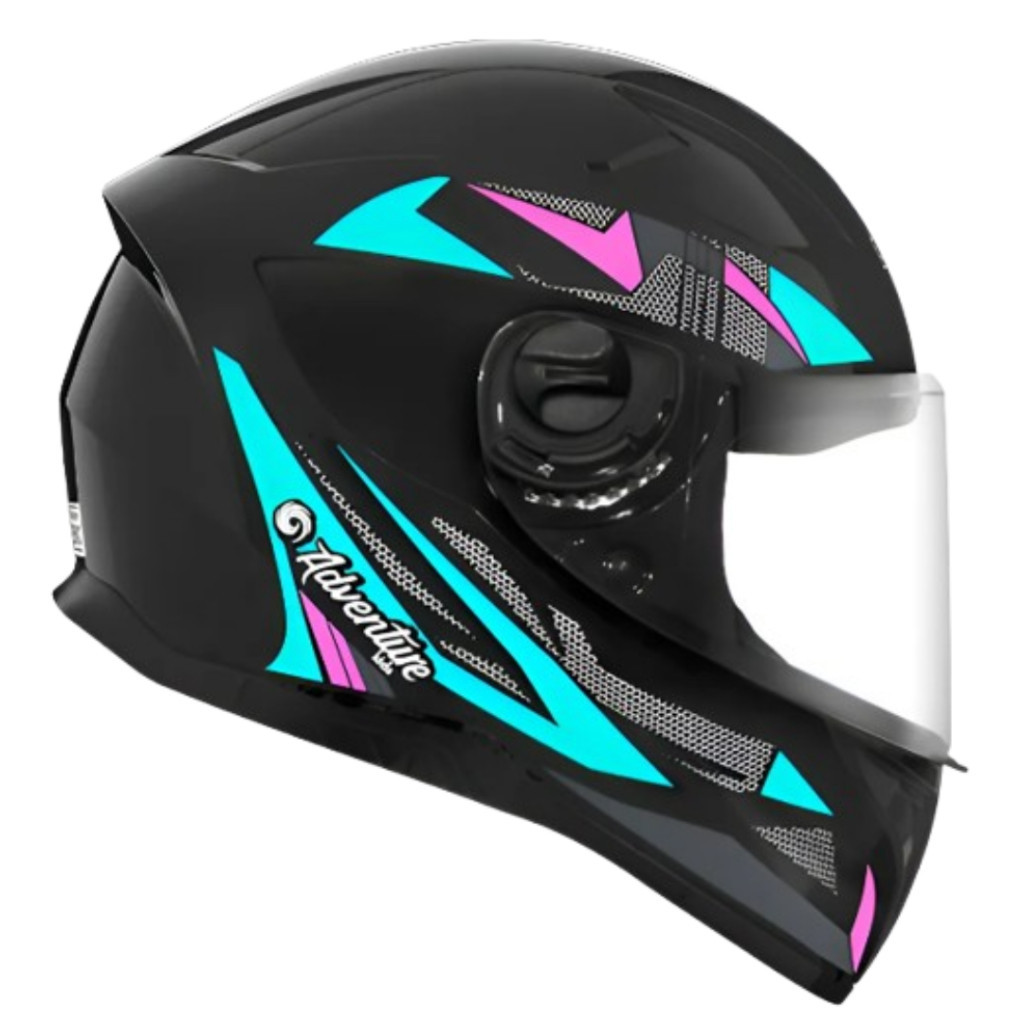 Capacete Fechado Moto Ebf Infantil Kids Adventure Preto Azul Tiffany Rosa