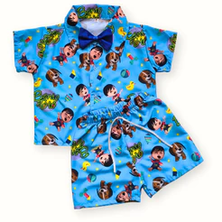 Mauricinho Conjunto Bento e Totó Infantil Roupa Temática Festa e Aniversário Look com Gravata ou sem Gravata Menino