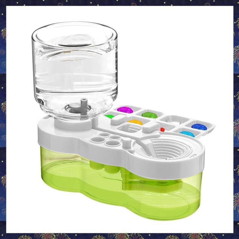 Limpador De Pincel Com Dreno E Suporte Para Crianças , Acessórios De Aquarela Verde