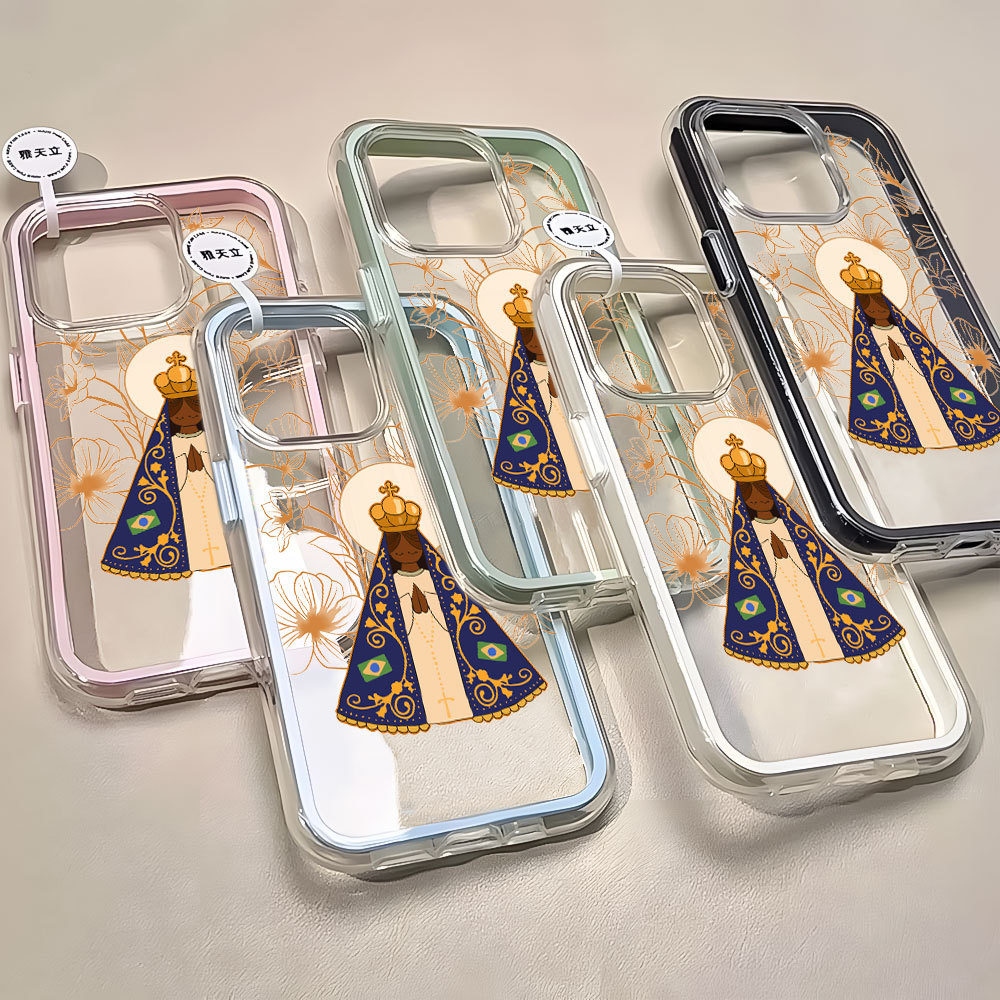 Nossa Virgem Maria 3 Em 1 Capinha Capa Para IPhone 13 11 12 14 15 16 17 Air Pro Max Normal Transparente Acrílico Anti-Im em Oferta na Shopee