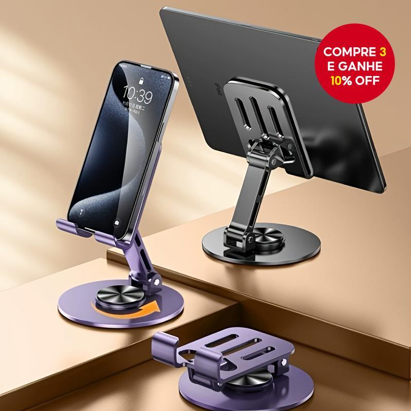 Suporte de Metal para telefone e tablet, suporte de mesa giratório, suporte preguiçoso para transmissão ao vivo, roxo,