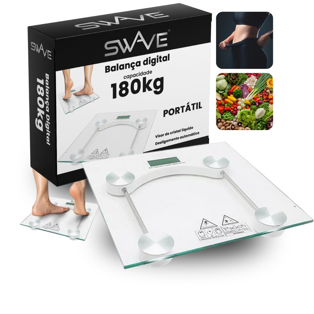 Balança Digital De Vidro Temperado Até 180kg Com Display LCD Automática Pediátrica Swave em Oferta na Shopee